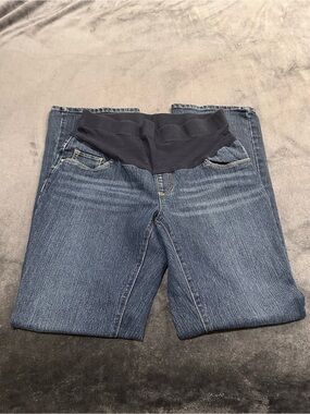 Motherhood Maternity Dark Blue Straight Leg Jeans with Black Waist Panel